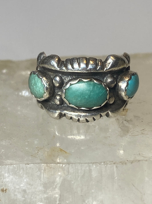 Navajo ring size 4.50 turquoise pinky band sterling silver women
