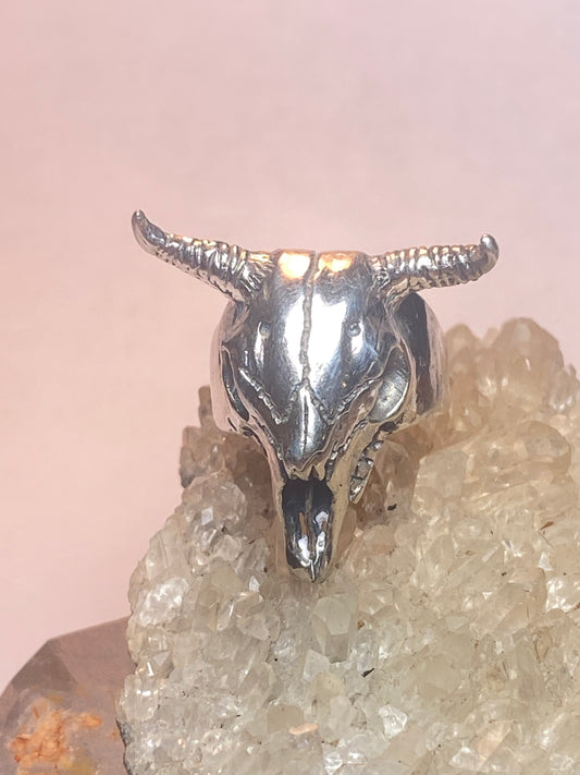 Longhorn ring size 7.50 biker band skull sterling silver women men