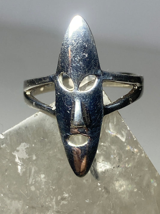long face ring mask tribal band sterling silver women girls