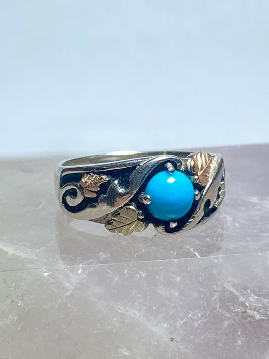 Black Hills gold ring sterling silver 12K overlay on leaves band women