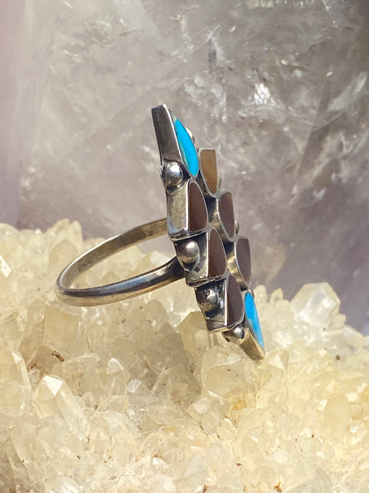 Turquoise ring size 6.25 onyx Zuni southwest sterling silver women girls