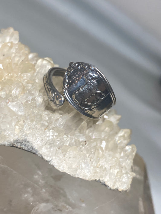 Aries spoon ring March Ram birthday band Zodiac sterling silver women