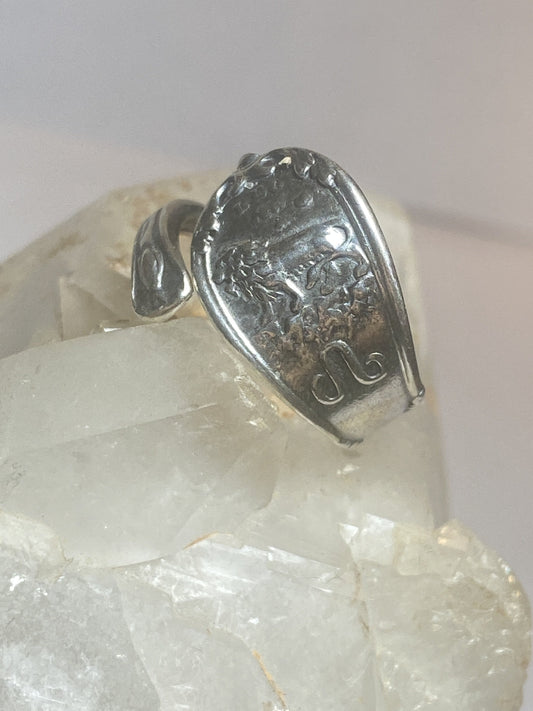 Leo spoon ring lion July animal zodiac band sterling silver women girls