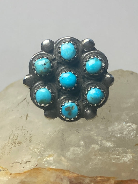 Turquoise ring floral petite point southwest sterling silver women girls