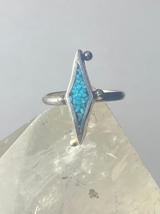 Long turquoise ring size 6.50 southwest sterling silver women girls