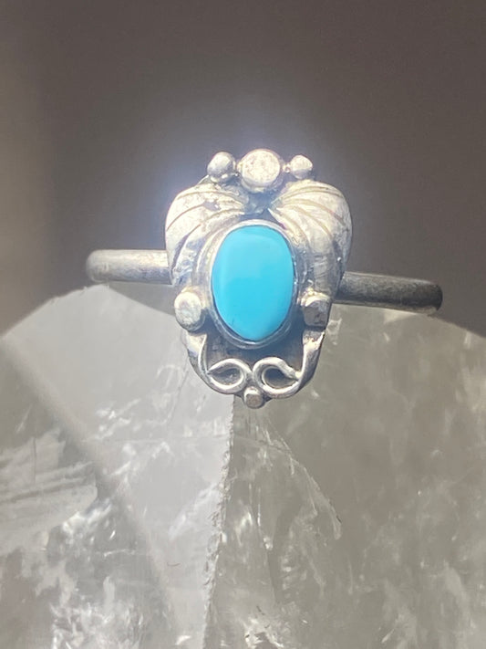 Turquoise Ring petite point southwest pinky sterling silver women girl ff