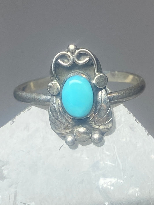 Turquoise ring southwest pinky floral leaves blossom baby children women girls m