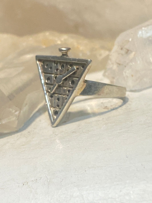 Clock ring size 7 time sterling silver women girls