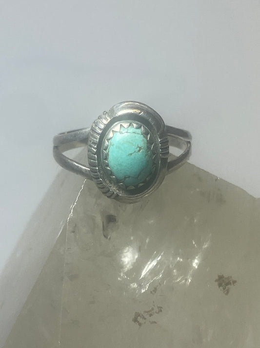 Turquoise ring Navajo solitaire southwest sterling silver women girls