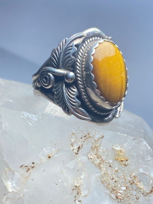 Tiger eye ring Navajo sterling silver women men