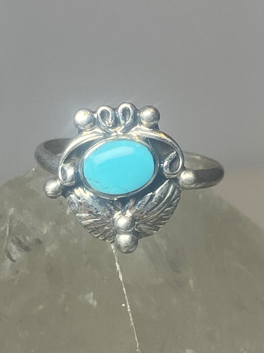 Turquoise ring southwest pinky floral leaves blossom baby children women girls j