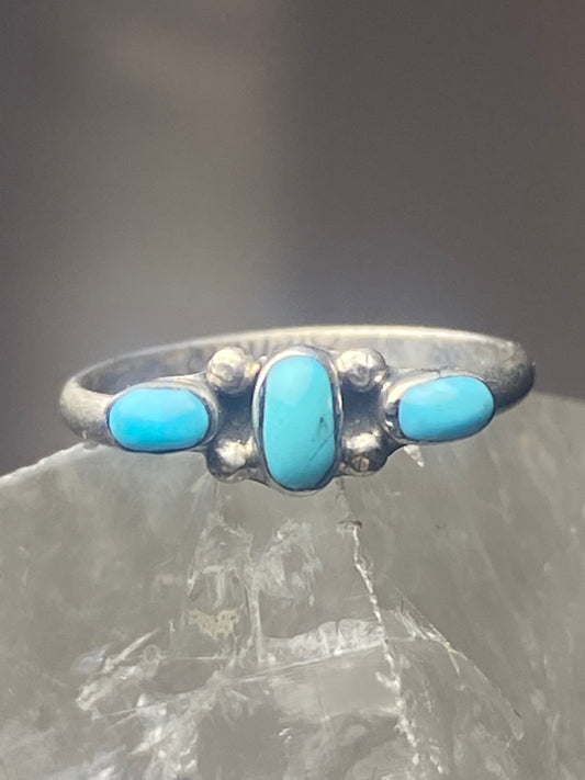 Turquoise Ring petite point southwest pinky sterling silver women girl dg