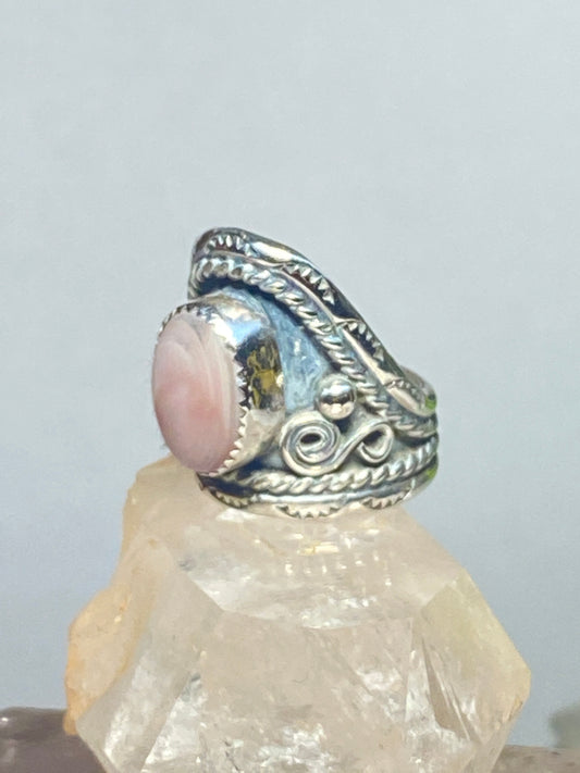 Mother of Pearl ring Cigar Band pinky band sterling silver women