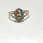 Zuni Ring turquoise coral southwest band sterling silver women girls