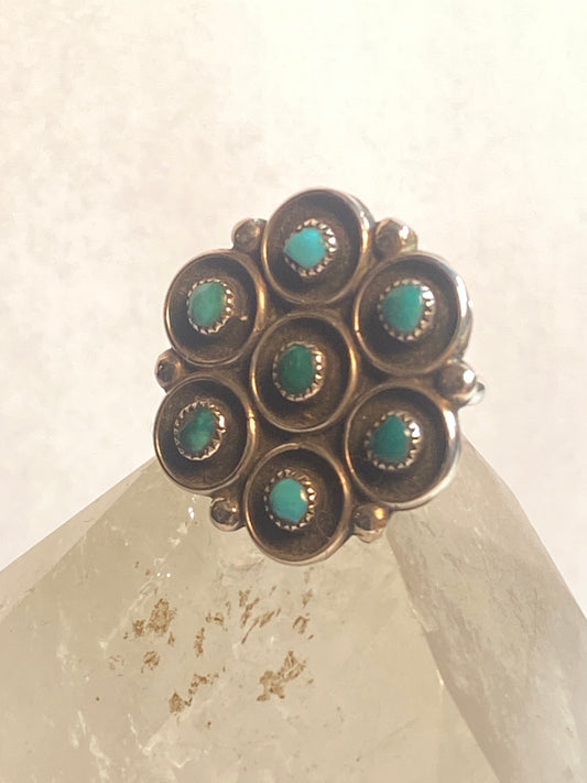 Zuni ring size 6 Turquoise petite point big round sterling women girls