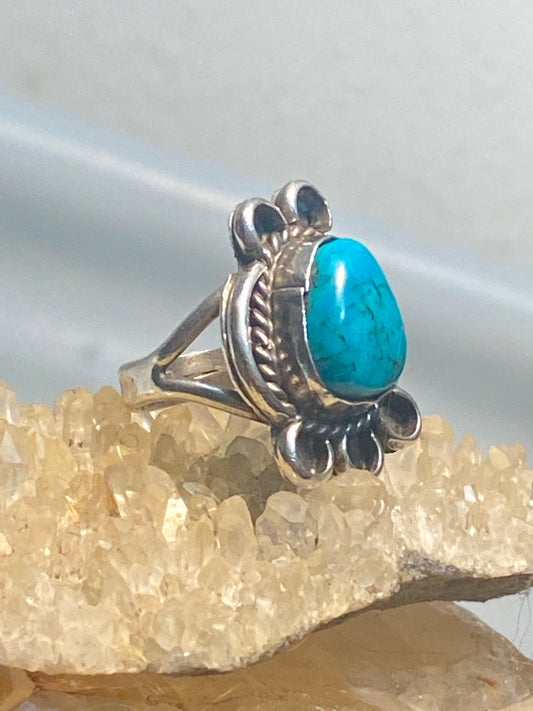 Turquoise ring size 6.25 Navajo flower southwest sterling silver band women girls