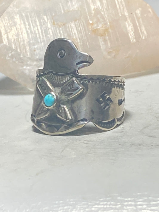 Phoenix Ring Navajo Turquoise crossed arrow whirling logs band sterling silver women men