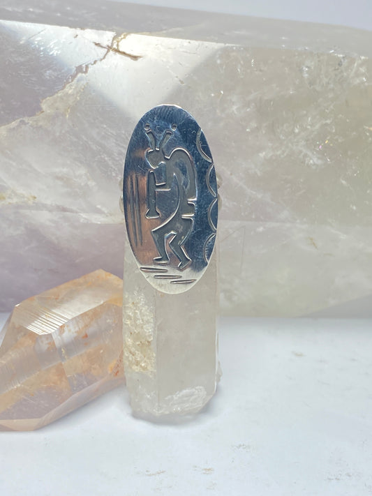 Kokopelli ring long sterling silver southwest women