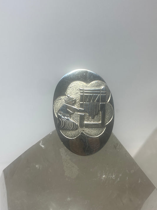 Weaver ring tapestry band sterling silver women