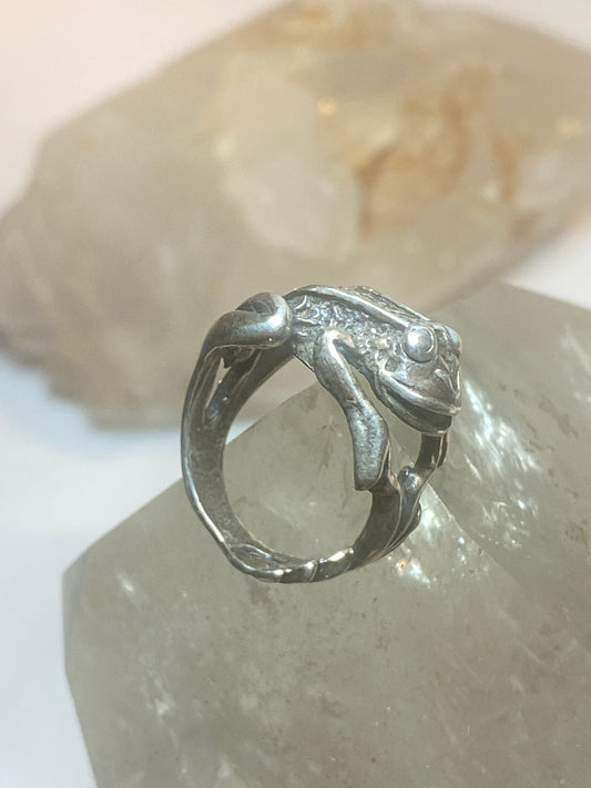 Frog ring frog band pinky toad sterling silver women girls