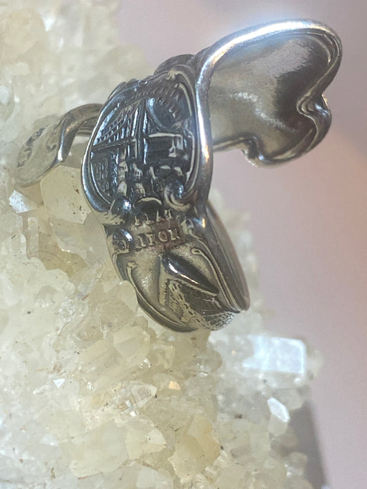 New York City spoon ring Statue of Liberty Brooklyn Bridge band sterling silver women girls