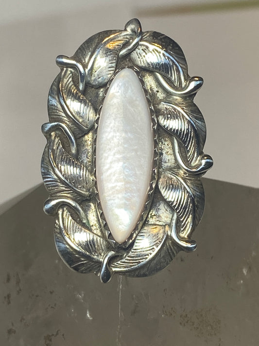 Mother of Pearl ring long Navajo sterling silver women girls