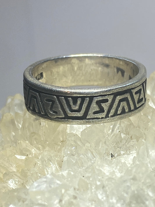 Geometric ring southwest band sterling silver women men