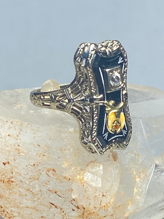 Art Deco ring star pinky filigree sterling silver women