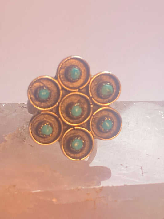 Turquoise ring size 6.50 Zuni flower southwest sterling silver women girls