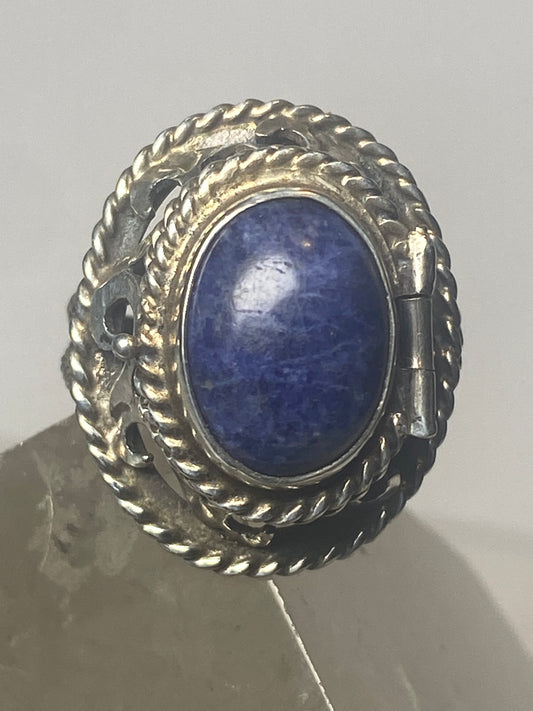 Blue Lapis? poison ring Mexico locket southwest band sterling silver women