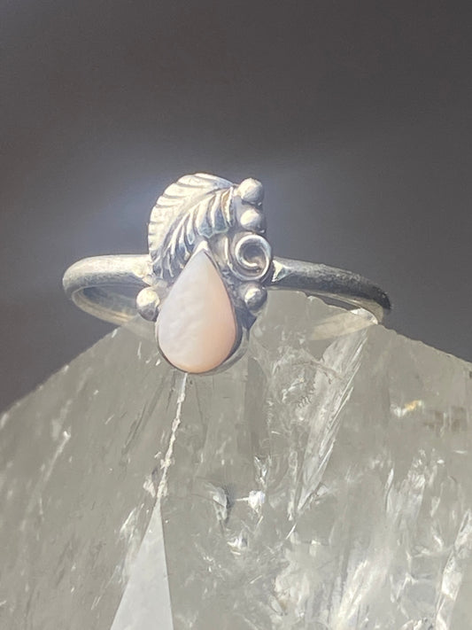 Mother of pearl Ring southwest teardrop pinky sterling silver women girl bd