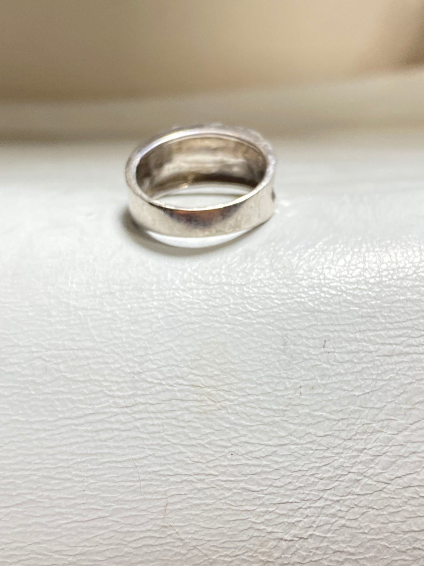 Hammered ring wide Band sterling silver women girls