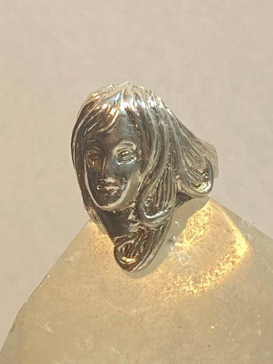 Face ring size 5.25 figurative band pinky sterling silver women girls