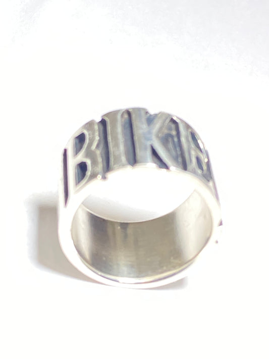 Biker ring BIKER band word Sterling Silver men women