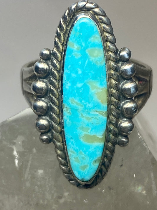 Turquoise ring long boho sterling silver women girls