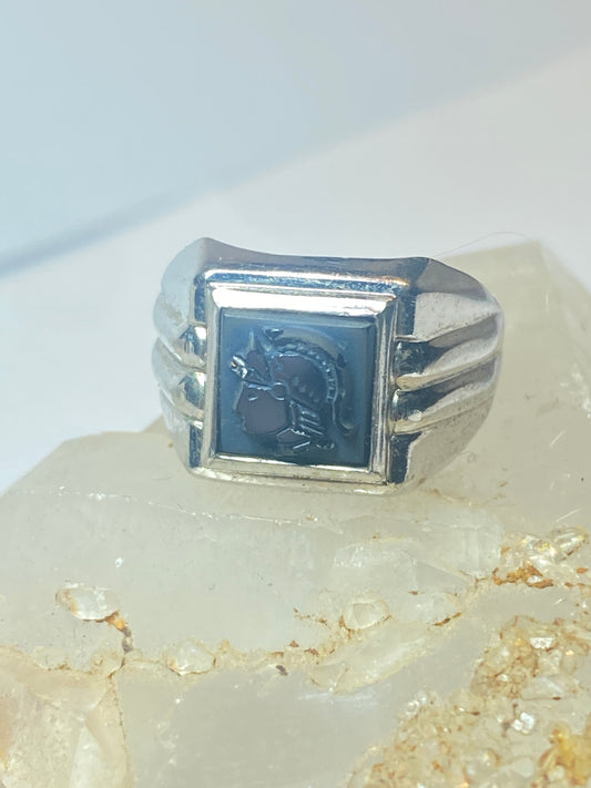 Cameo ring size 6.75 Roman Warrior Art Deco sterling silver women girls