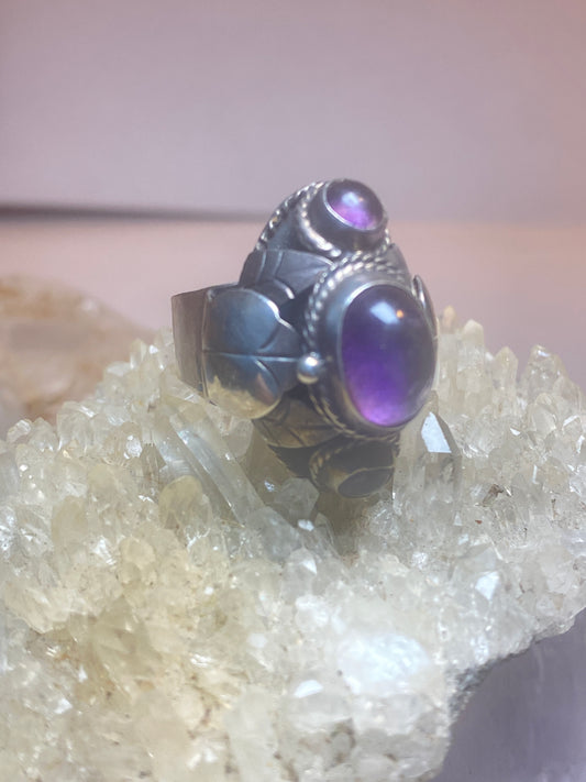 Poison ring amethyst sterling silver women girls