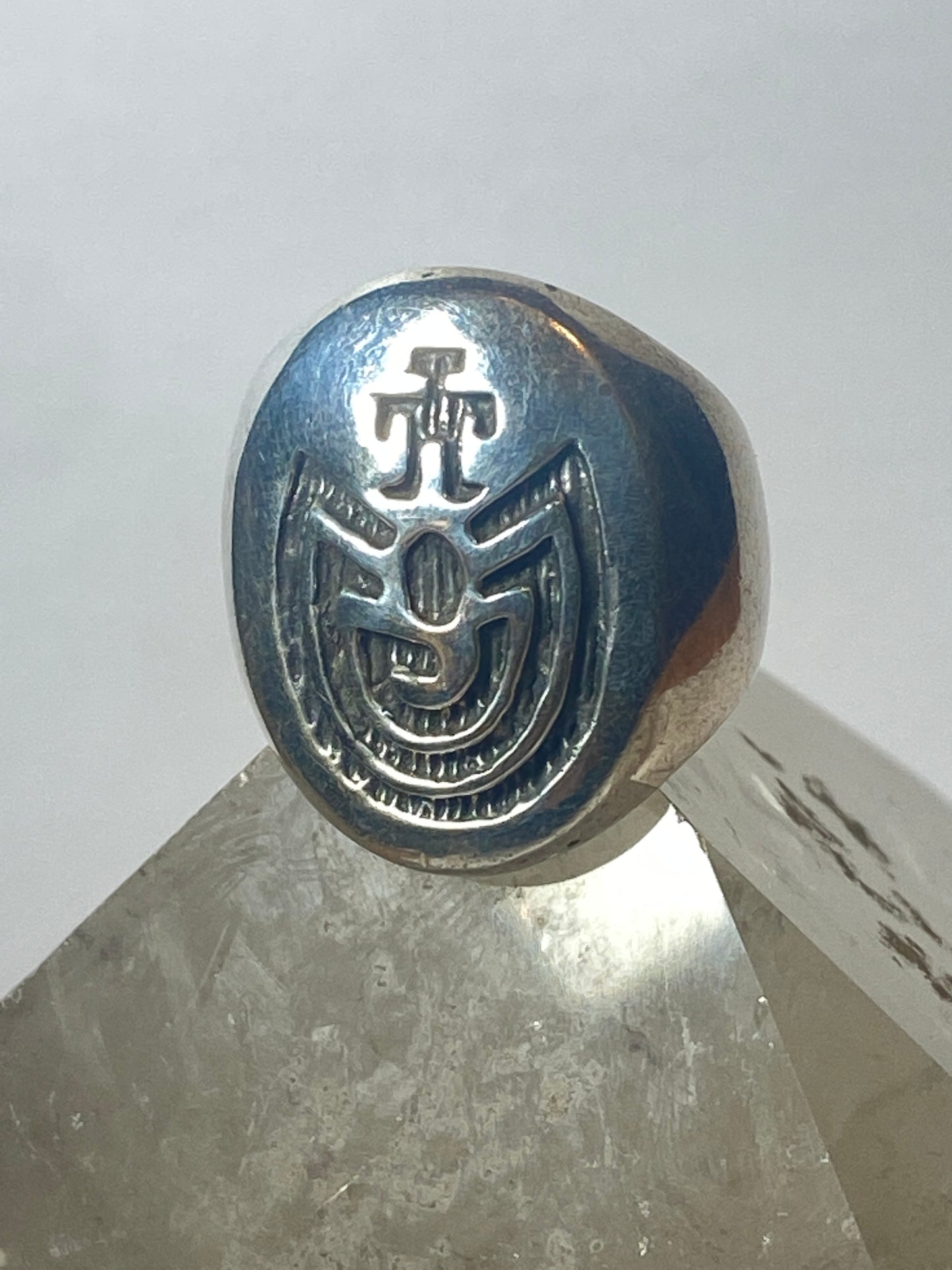 Man in Maze ring Hopi pinky band sterling silver girls women