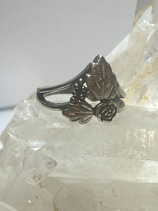 Floral ring size 5.50 leaves band sterling silver women girls