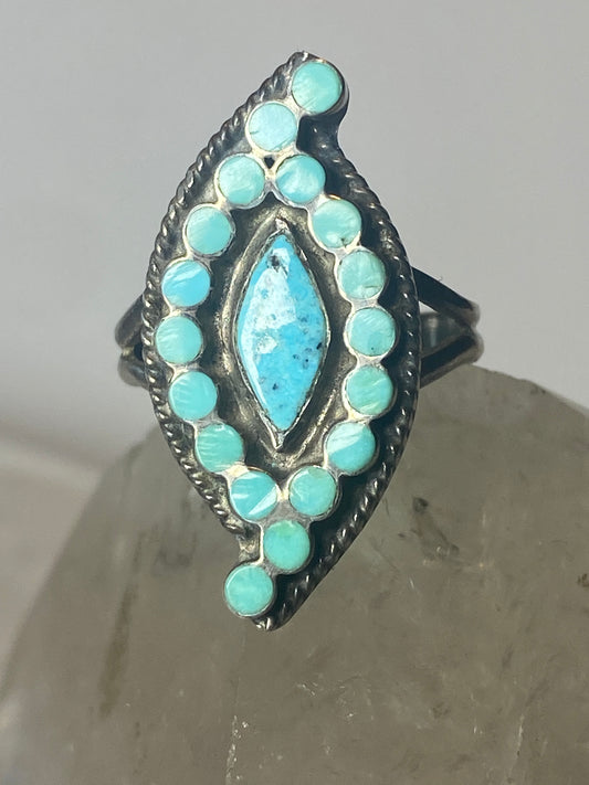 Zuni ring petite point turquoise southwest sterling silver women