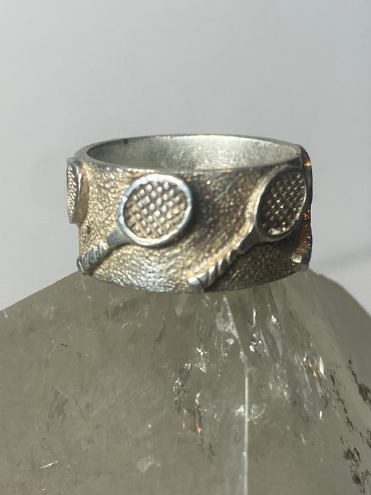 Tennis ring racquet band sterling silver women girls