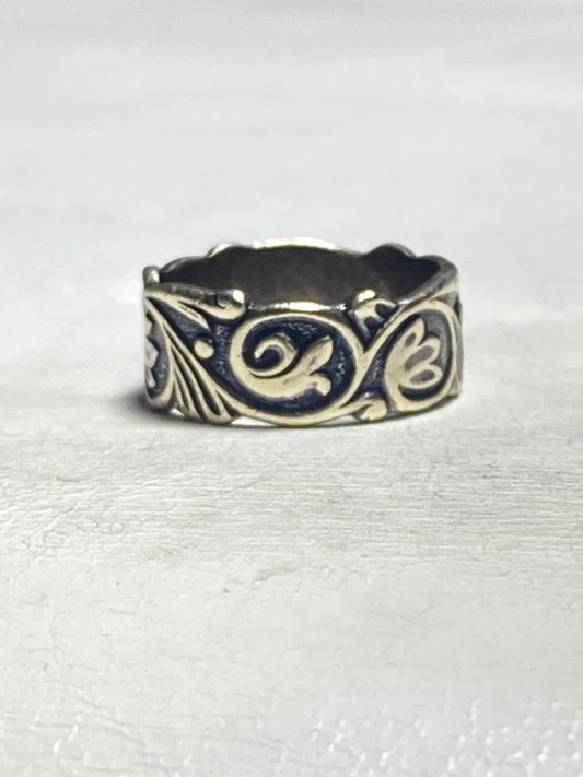 Floral ring scroll band sterling silver women girls