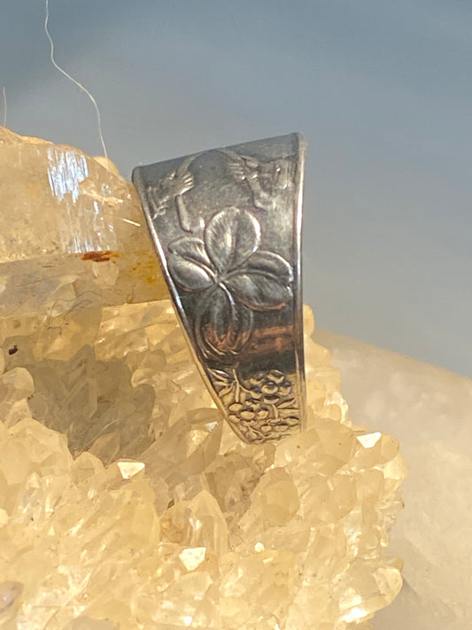 four leaf clover spoon ring size 7.50 heart good luck band wishbone sterling silver women