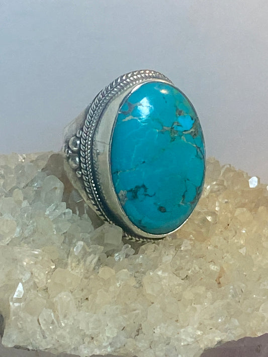 Turquoise ring boho sterling silver women men