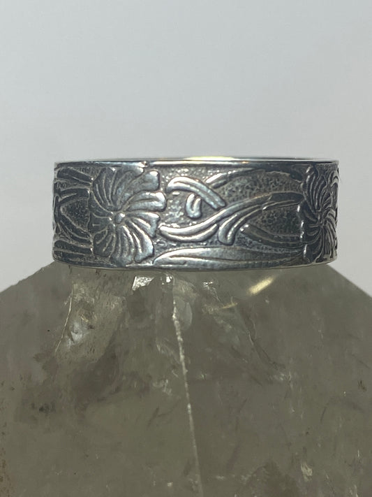 Floral ring flowers band sterling silver women girls