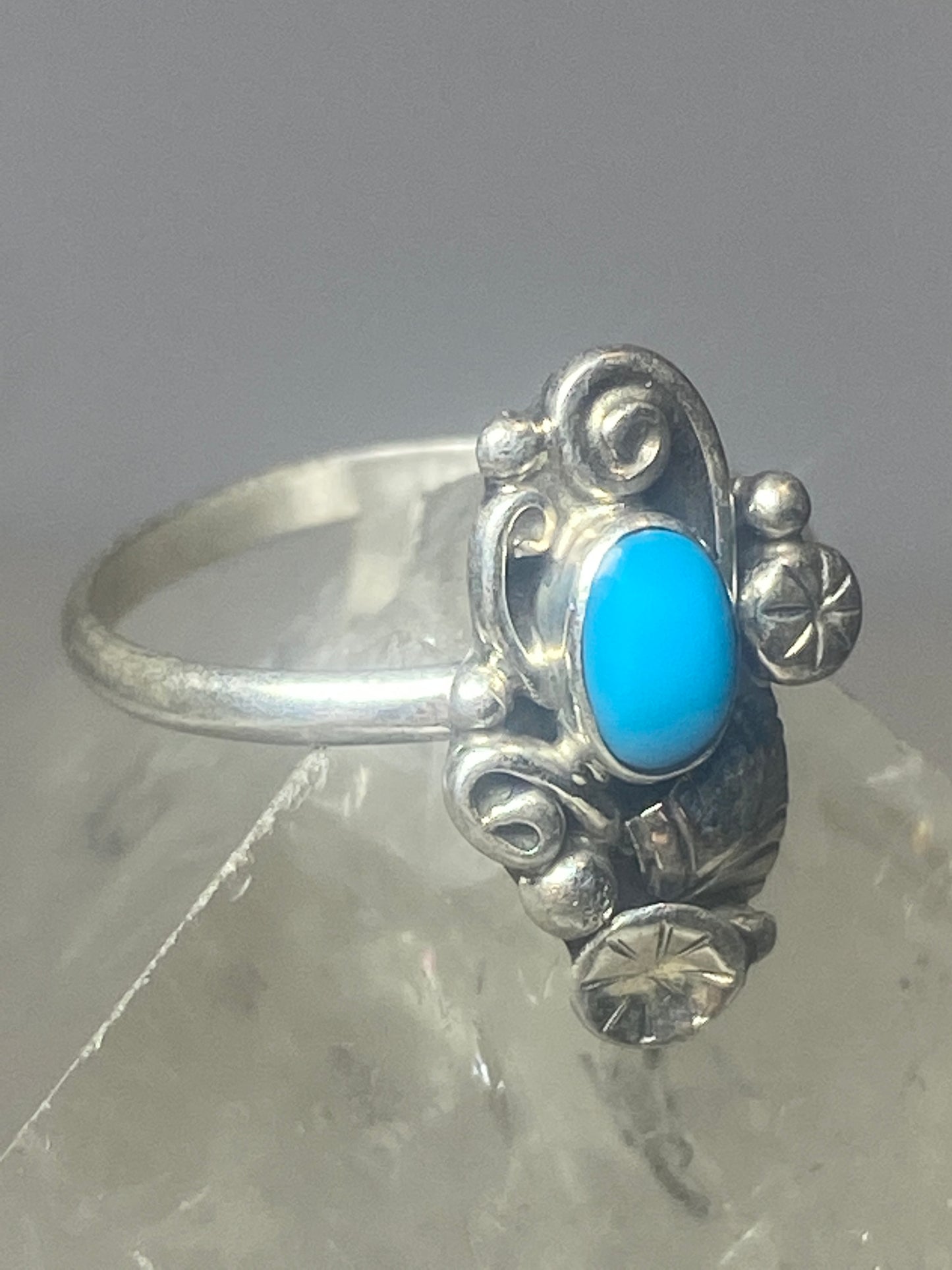 Turquoise ring southwest pinky floral leaves blossom baby children women girls s