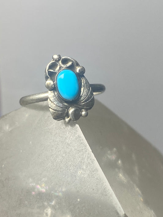Turquoise ring leaves band southwest sterling silver women girls e