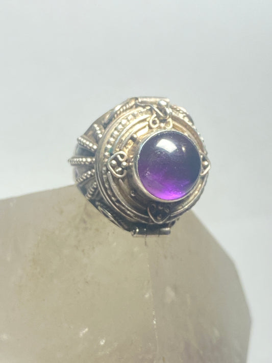 Poison ring beaded amethyst pinky sterling silver women girl