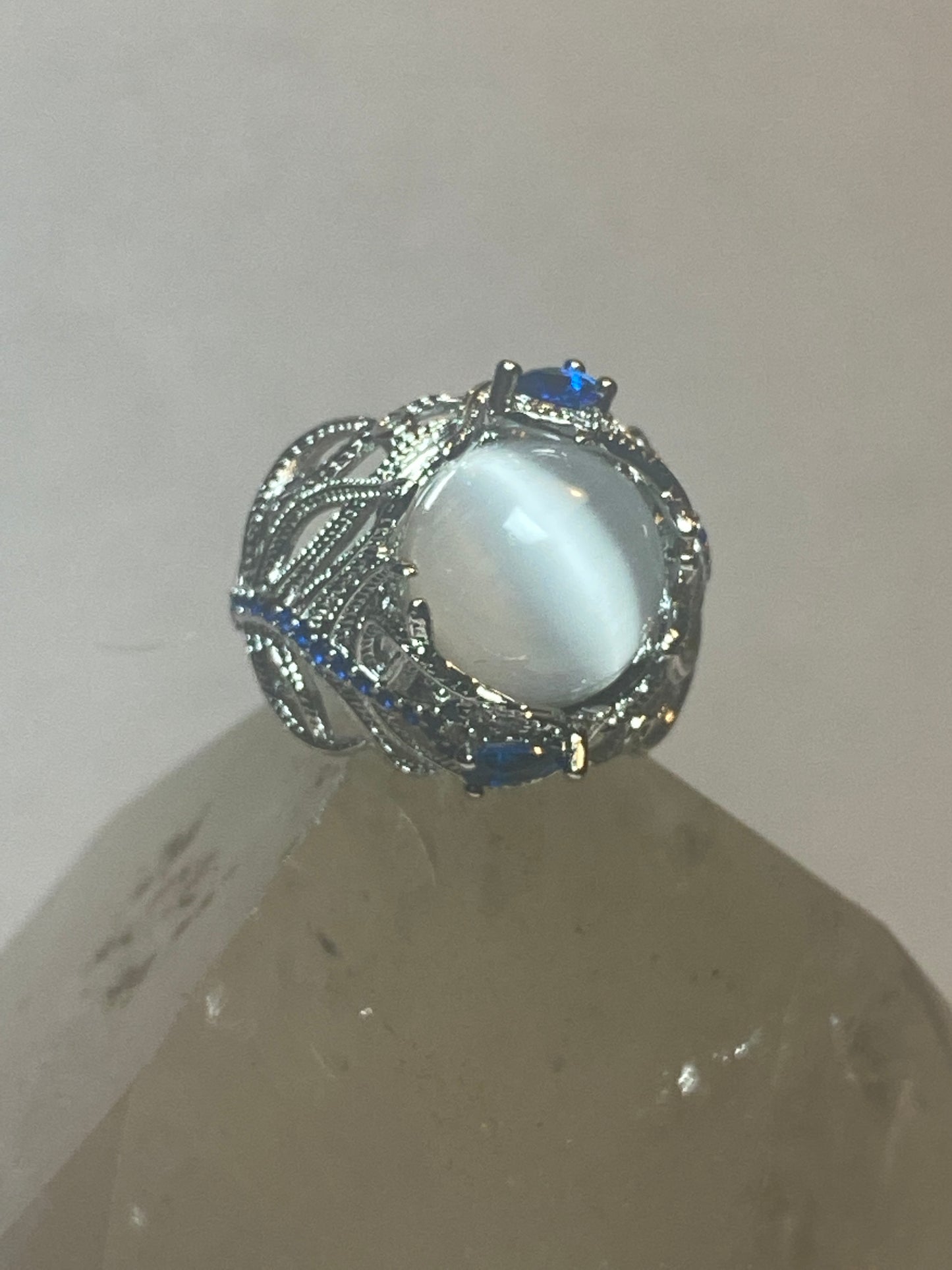 Moonglow ring floral blue stones? sterling silver women girls