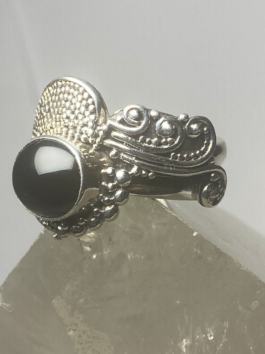 Onyx ring southwest band sterling silver women
